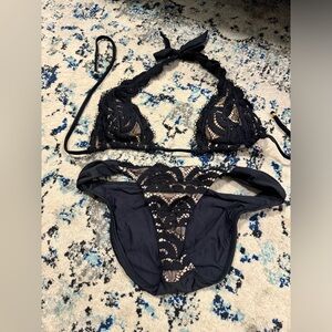 PQ swim midnight lace halter bikini set size M